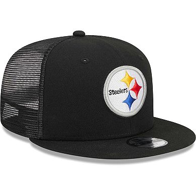 Youth New Era Black Pittsburgh Steelers Main Trucker 9FIFTY Snapback Hat