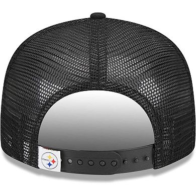 Youth New Era Black Pittsburgh Steelers Main Trucker 9FIFTY Snapback Hat