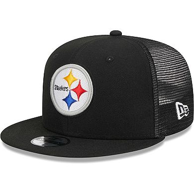 Youth New Era Black Pittsburgh Steelers Main Trucker 9FIFTY Snapback Hat