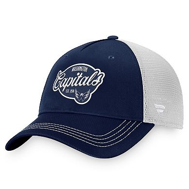 Women's Fanatics Branded Navy/White Washington Capitals Fundamental Trucker Adjustable Hat