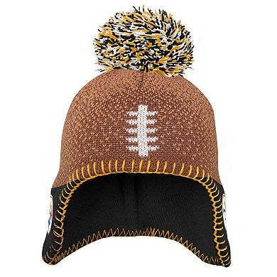 Preschool Brown Pittsburgh Steelers Football Head Knit Hat with Pom