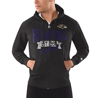 Men's Starter Black Baltimore Ravens Domestic Post Season Full-Zip Hoodie