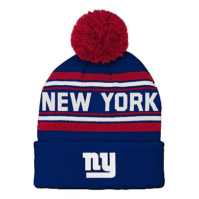 Preschool Royal New York Giants Jacquard Cuffed Knit Hat with Pom
