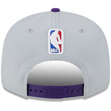 Men's New Era Gray/Purple Los Angeles Lakers Tip-Off Two-Tone 9FIFTY Snapback Hat