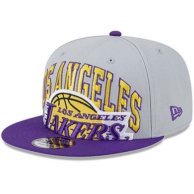 Men's New Era Gray/Purple Los Angeles Lakers Tip-Off Two-Tone 9FIFTY Snapback Hat