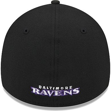 Men's New Era Black Baltimore Ravens Main 39THIRTY Flex Hat