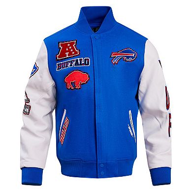 Men's Pro Standard Royal/White Buffalo Bills Animal Print Varsity Jacket