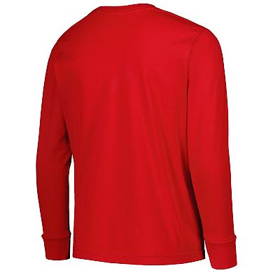 Youth Mitchell & Ness Red Washington Capitals Throwback Logo Long Sleeve T-Shirt