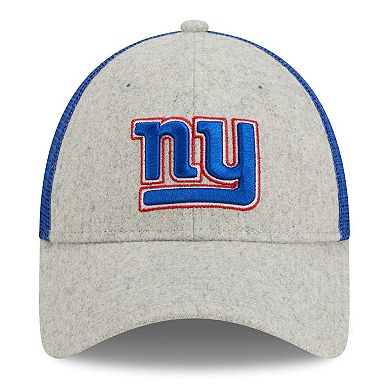 Men's New Era Heather Gray/Royal New York Giants Pop Trucker 9FORTY Adjustable Hat