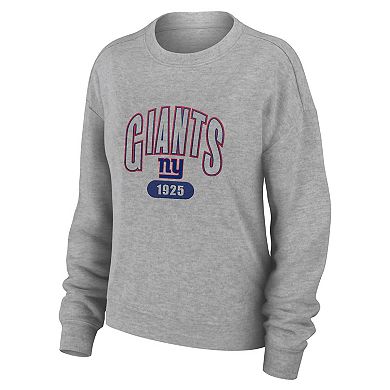 Women's WEAR by Erin Andrews  Heather Gray New York Giants Plus Size Knitted Tri-Blend Long Sleeve T-Shirt & Pants Lounge Set