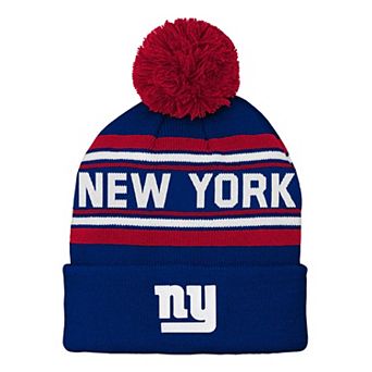 Youth Royal New York Giants Jacquard Cuffed Knit Hat with Pom