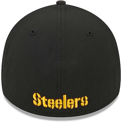 Men's New Era Black Pittsburgh Steelers Main 39THIRTY Flex Hat