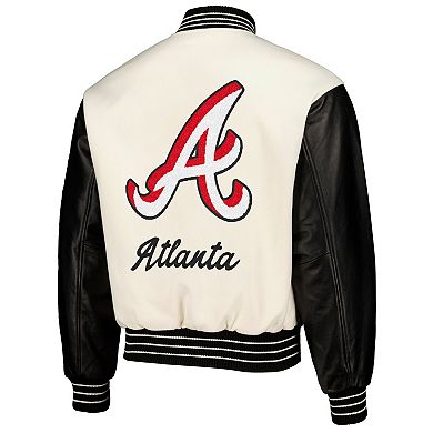Men's PLEASURES White Atlanta Braves Full-Snap Varsity Jacket