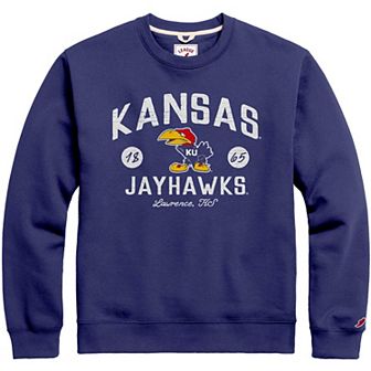 Men's League Collegiate Wear Royal Kansas Jayhawks Bendy Arch Essential Pullover Sweatshirt