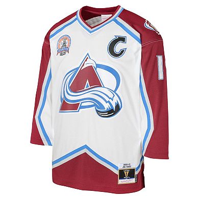 Youth Mitchell & Ness Joe Sakic White Colorado Avalanche 2000 Blue Line Player Jersey