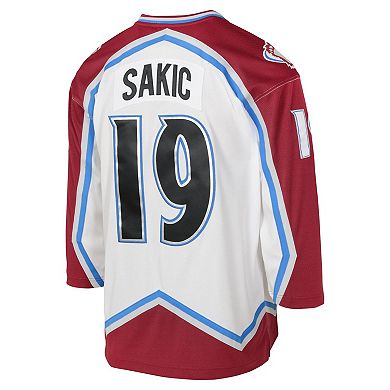 Youth Mitchell & Ness Joe Sakic White Colorado Avalanche 2000 Blue Line Player Jersey