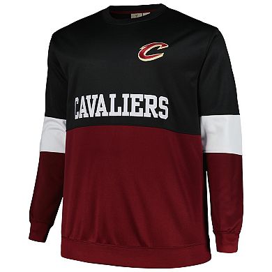 Men's Fanatics Branded Black/Wine Cleveland Cavaliers Big & Tall Split Pullover Sweatshirt