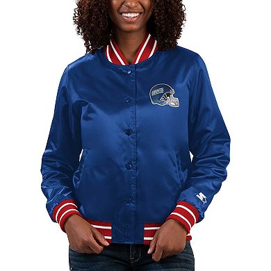 Women's Starter Royal New York Giants Full Count Satin Full-Snap Varsity Jacket