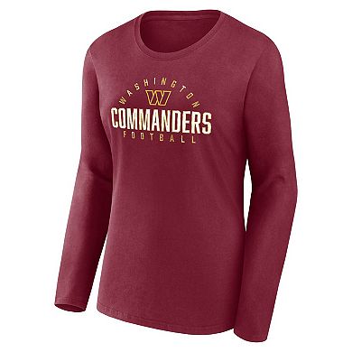 Women's Fanatics Branded Burgundy Washington Commanders Plus Size Foiled Play Long Sleeve T-Shirt