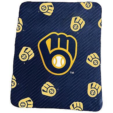 "Milwaukee Brewers 50"" x 60"" Repeating Logo Classic Plush Throw Blanket"