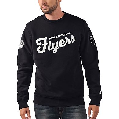 Men's Starter x NHL Black Ice Black Philadelphia Flyers Cross Check Pullover Sweatshirt