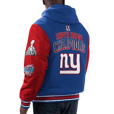 Men's G-III Sports by Carl Banks Royal/Red New York Giants Player Option Full-Zip Hoodie