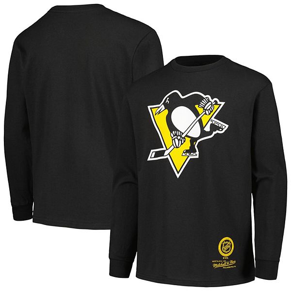Youth Mitchell & Ness Black Pittsburgh Penguins Throwback Logo Long ...