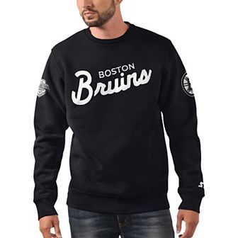 Men's Starter x NHL Black Ice Black Boston Bruins Cross Check Pullover Sweatshirt