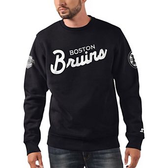 Men's Starter x NHL Black Ice Black Boston Bruins Cross Check Pullover Sweatshirt