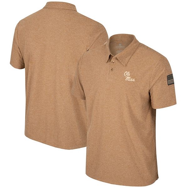 Men's Colosseum Khaki Ole Miss Rebels OHT Military Appreciation Cloud  Jersey Desert Polo