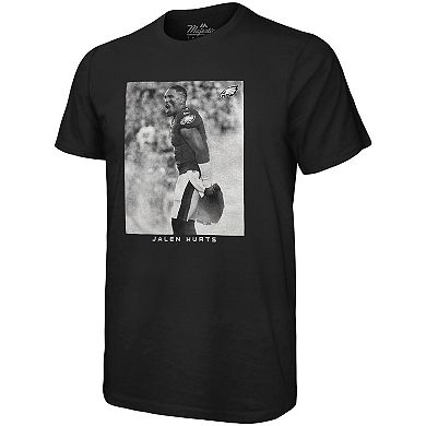 Men's Majestic Threads Jalen Hurts Black Philadelphia Eagles Oversized Player Image T-Shirt