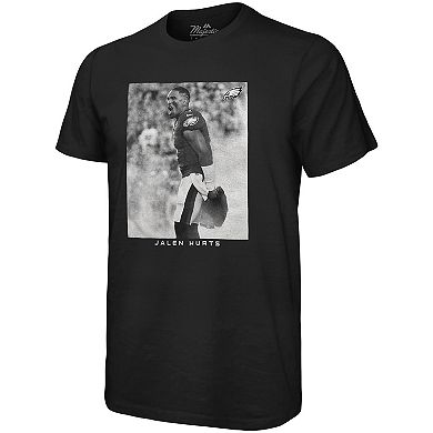 Men's Majestic Threads Jalen Hurts Black Philadelphia Eagles Oversized Player Image T-Shirt