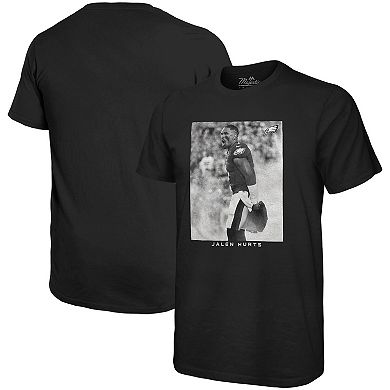 Men's Majestic Threads Jalen Hurts Black Philadelphia Eagles Oversized Player Image T-Shirt