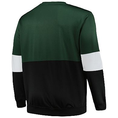 Men's Fanatics Branded Hunter Green/Black Milwaukee Bucks Big & Tall Split Pullover Sweatshirt