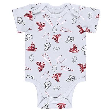 Newborn & Infant WEAR by Erin Andrews Gray/Red/White Atlanta Falcons Three-Piece Turn Me Around Bodysuits & Pant Set