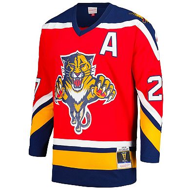 Men's Mitchell & Ness Scott Mellanby Red Florida Panthers Alternate Captain's Patch 1995/96 Blue Line Player Jersey