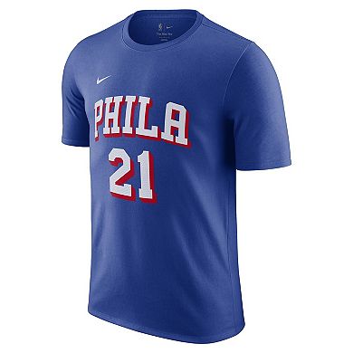 Men's Nike Joel Embiid Royal Philadelphia 76ers Name & Number T-Shirt