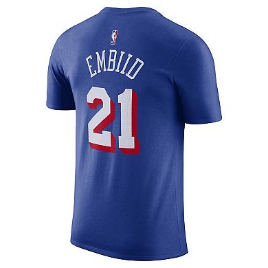 Men's Nike Joel Embiid Royal Philadelphia 76ers Name & Number T-Shirt