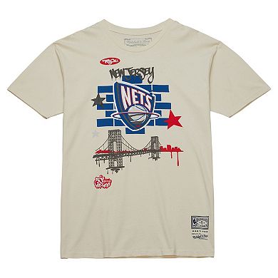 Men's Mitchell & Ness x Tats Cru Cream New Jersey Nets Hardwood Classics City T-Shirt