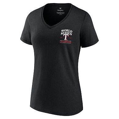 Women's Fanatics Branded Black Texas Rangers 2023 World Series Champions Signature Roster V-Neck T-Shirt