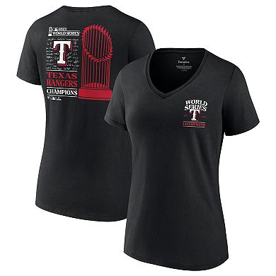 Women's Fanatics Branded Black Texas Rangers 2023 World Series Champions Signature Roster V-Neck T-Shirt