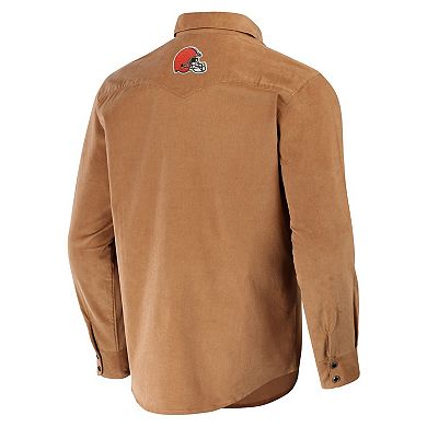 Men's NFL x Darius Rucker Collection by Fanatics Tan Cleveland Browns Western Full-Snap Shirt