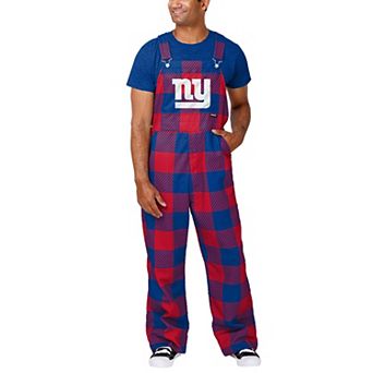 Men's FOCO Royal New York Giants Big Logo Plaid Overalls