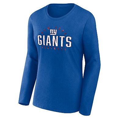 Women's Fanatics Branded Royal New York Giants Plus Size Foiled Play Long Sleeve T-Shirt