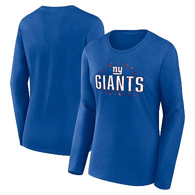 Women's Fanatics Branded Royal New York Giants Plus Size Foiled Play Long Sleeve T-Shirt