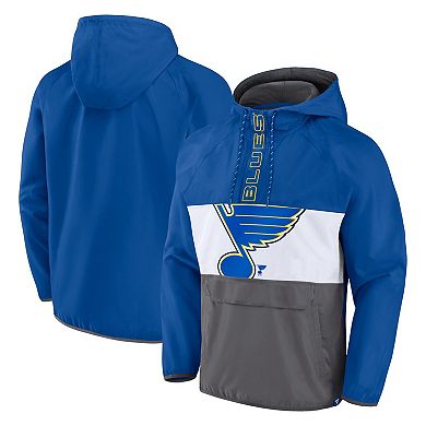 Men's Fanatics Branded Blue St. Louis Blues Flagrant Foul Anorak Raglan Half-Zip Hoodie Jacket
