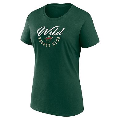 Women's Fanatics Branded  Green/Cream Minnesota Wild Long and Short Sleeve Two-Pack T-Shirt Set