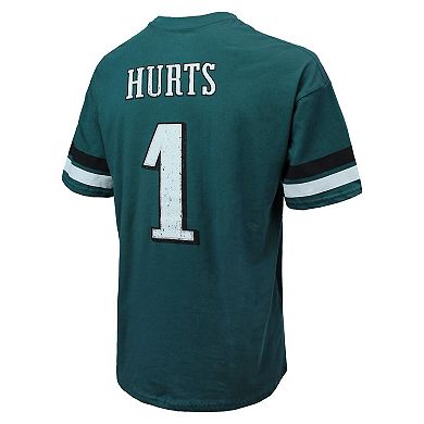 Men's Majestic Threads Jalen Hurts Green Philadelphia Eagles Name & Number Oversize Fit T-Shirt