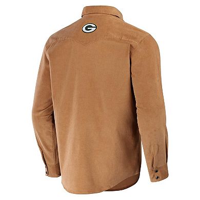 Men's NFL x Darius Rucker Collection by Fanatics Tan Green Bay Packers Western Full-Snap Shirt