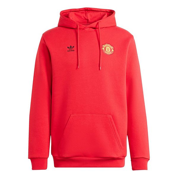 Men's adidas Originals Red Manchester United Essentials Pullover Hoodie